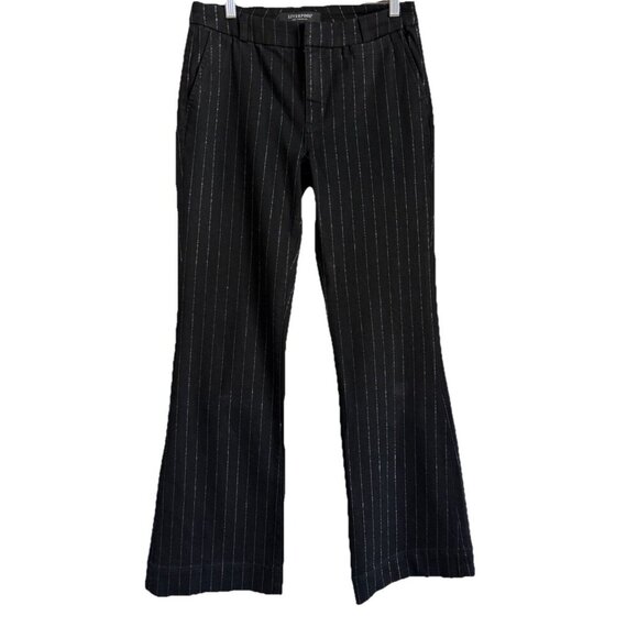 Liverpool Women's Mid-Rise Flare Trouser Pants Shimmer Pinstripe Denim Size 4/27 - Picture 1 of 11